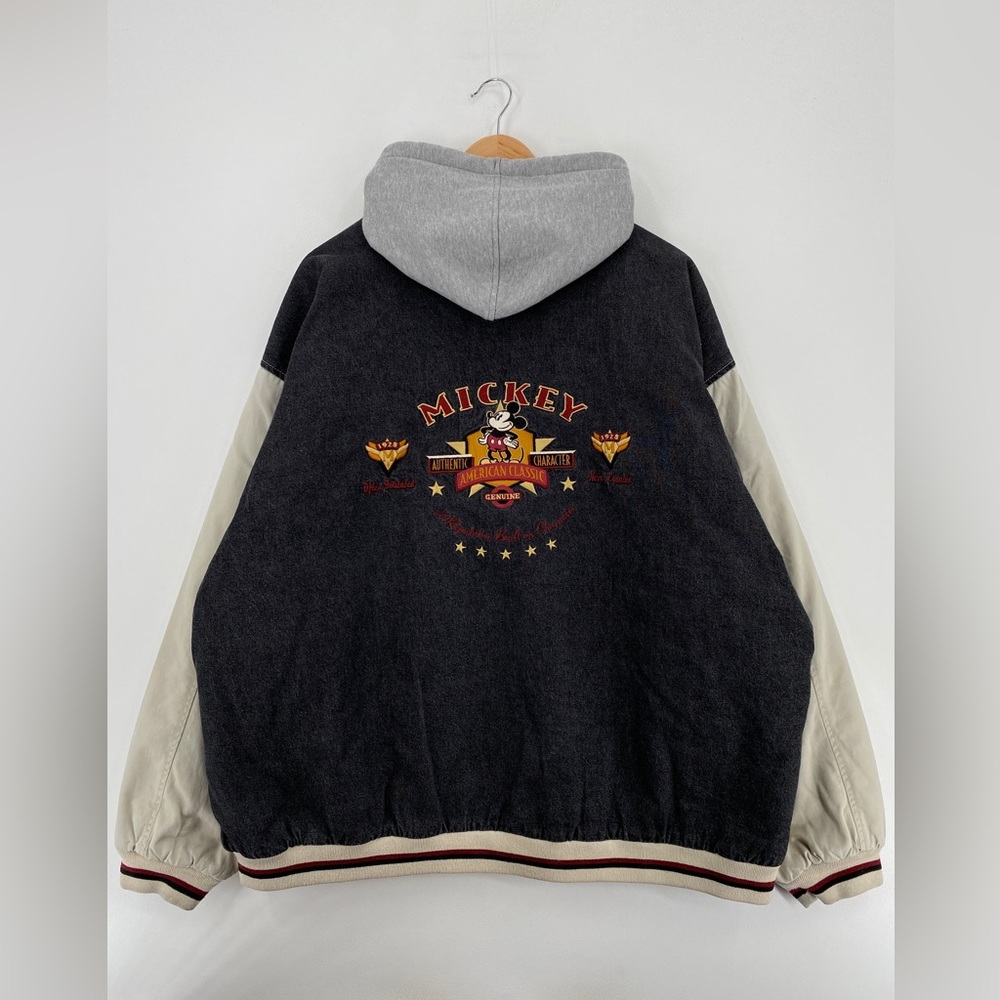 Disney Mickey Mouse Black and Cream Varsity Jacket